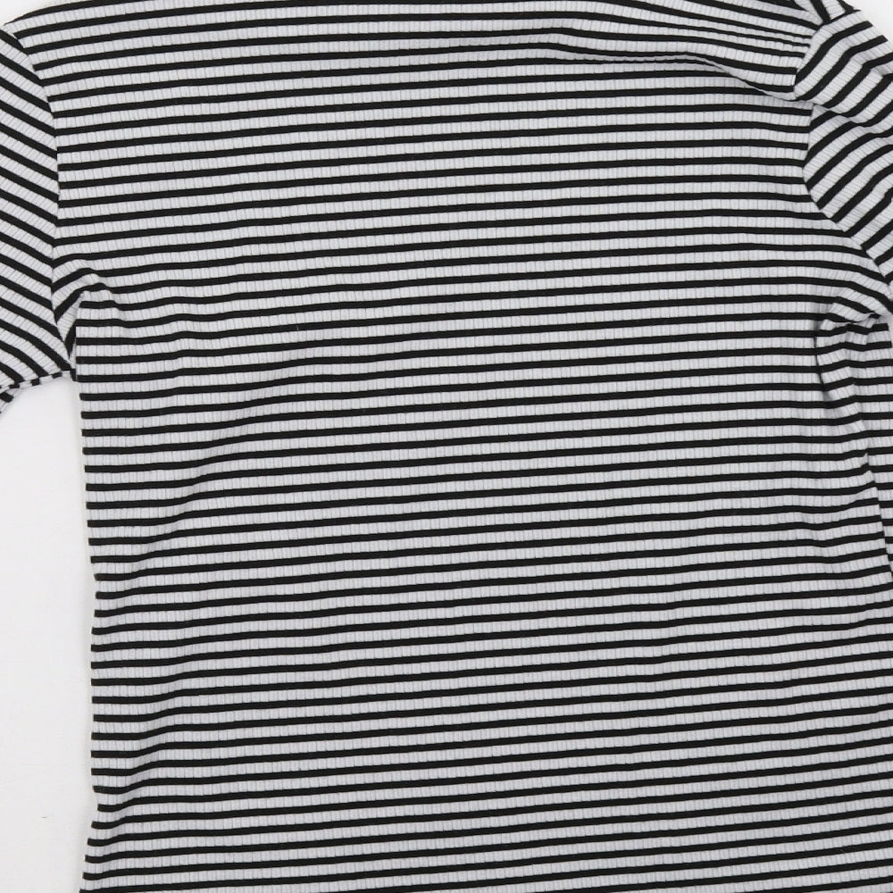 New Look Womens Black Striped Pullover Sweatshirt Size 12
