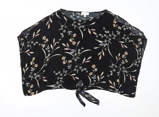 Womens UK Size 12 Apricot Black Basic Blouse