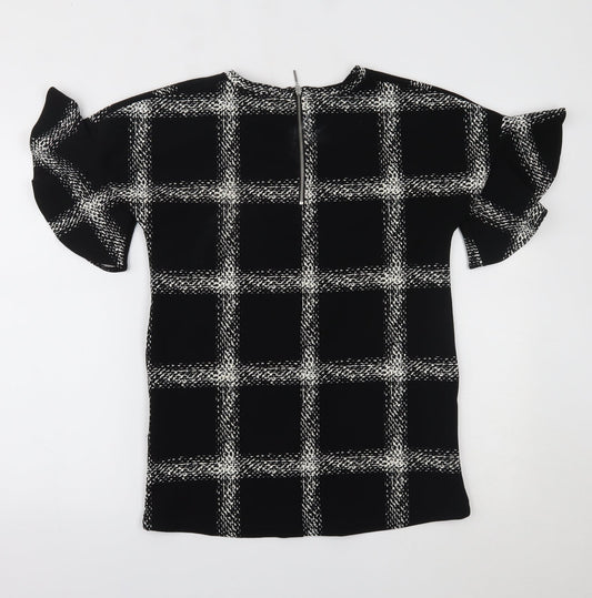 F&F Womens Black Check Basic Blouse Size 6