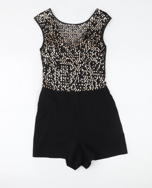 Womens UK Size 6 Miss Selfridge One-Piece Black Romper