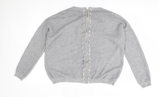 NEXT Womens Grey Full Zip Jumper Size 12 - reverse fastening