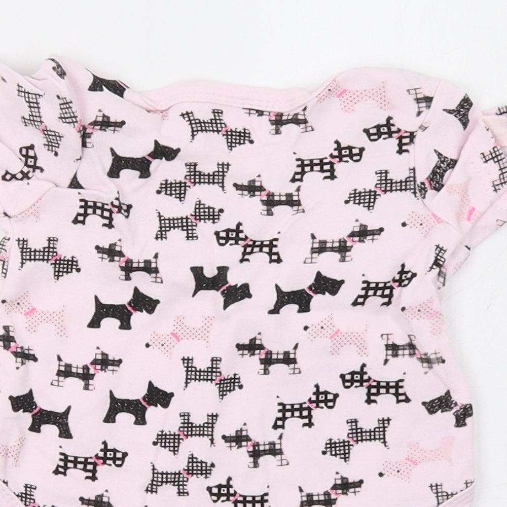 Bebe Bonito Baby Pink Romper One-Piece Size 3-6 Months - Dog Print