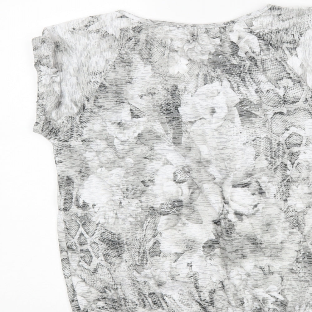 Brand and care label for Betty Barclay women’s grey animal print basic t-shirt, size UK 12