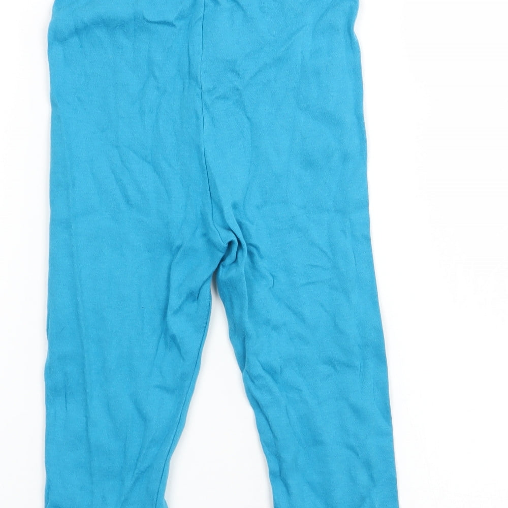 Brand and care label for Disney girls’ blue sweatpants, size 2-3, years
