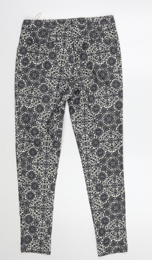 Newlook Womens White Paisley Trousers Size 10 L26 in