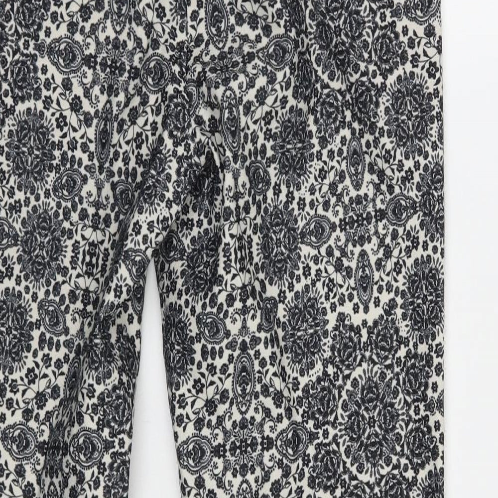 Newlook Womens White Paisley Trousers Size 10 L26 in
