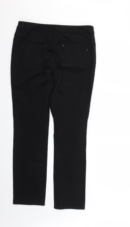Back view of M&Co women’s black skinny jeans, size UK 14, 28-inch leg
