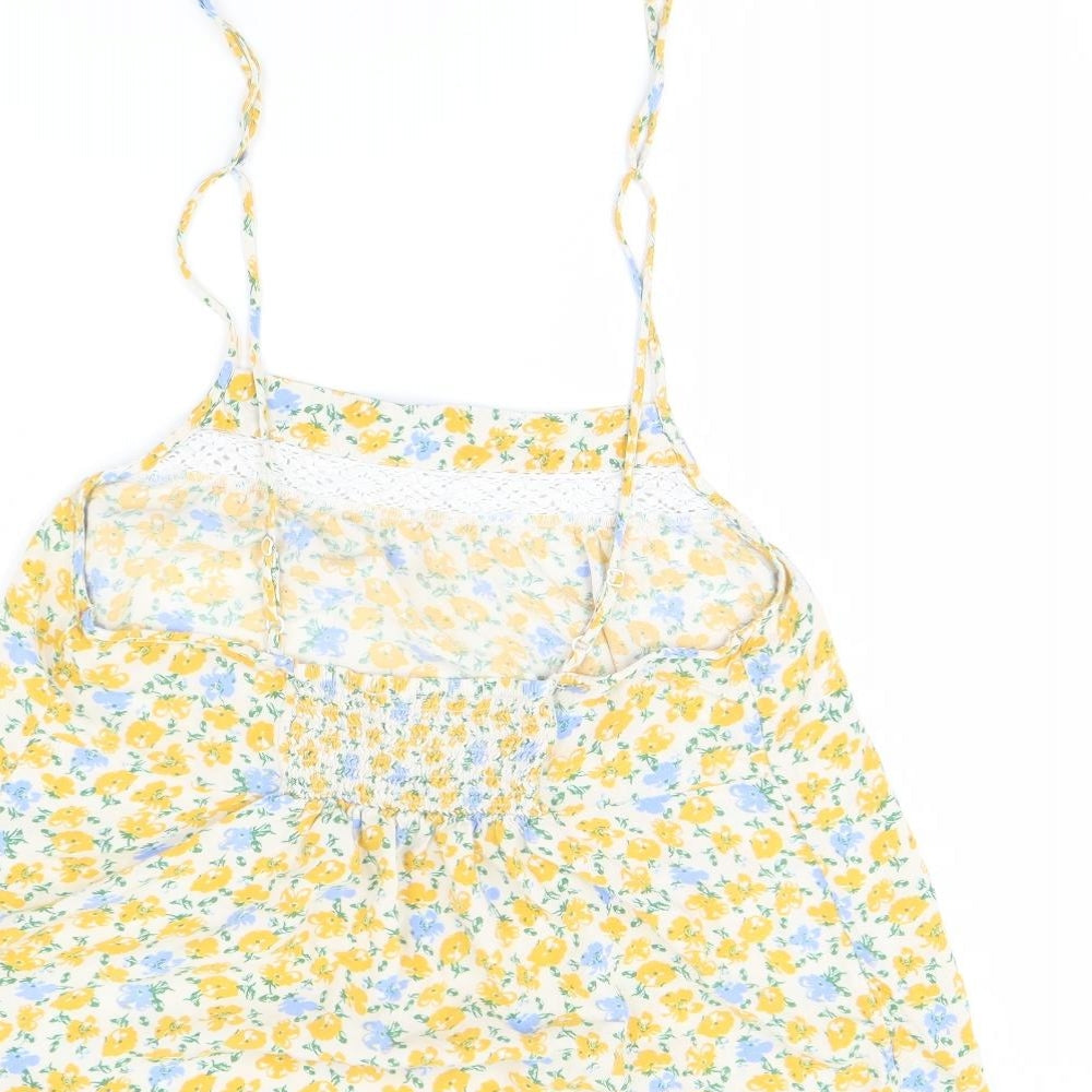 M&S Womens Yellow Floral Basic Tank Size 12