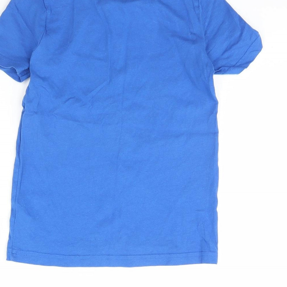 Brand and care label for M&Co boys’ blue basic t-shirt, size 6, years - ninja