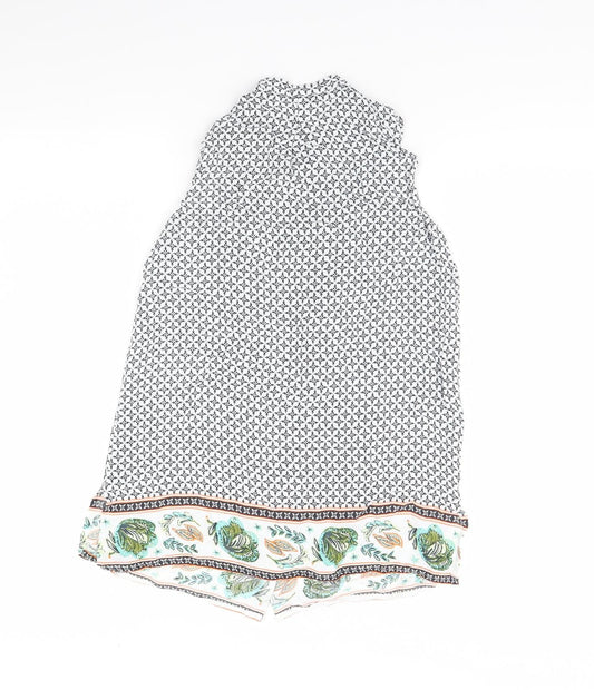 George Womens White Geometric Basic Button-Up Size 8