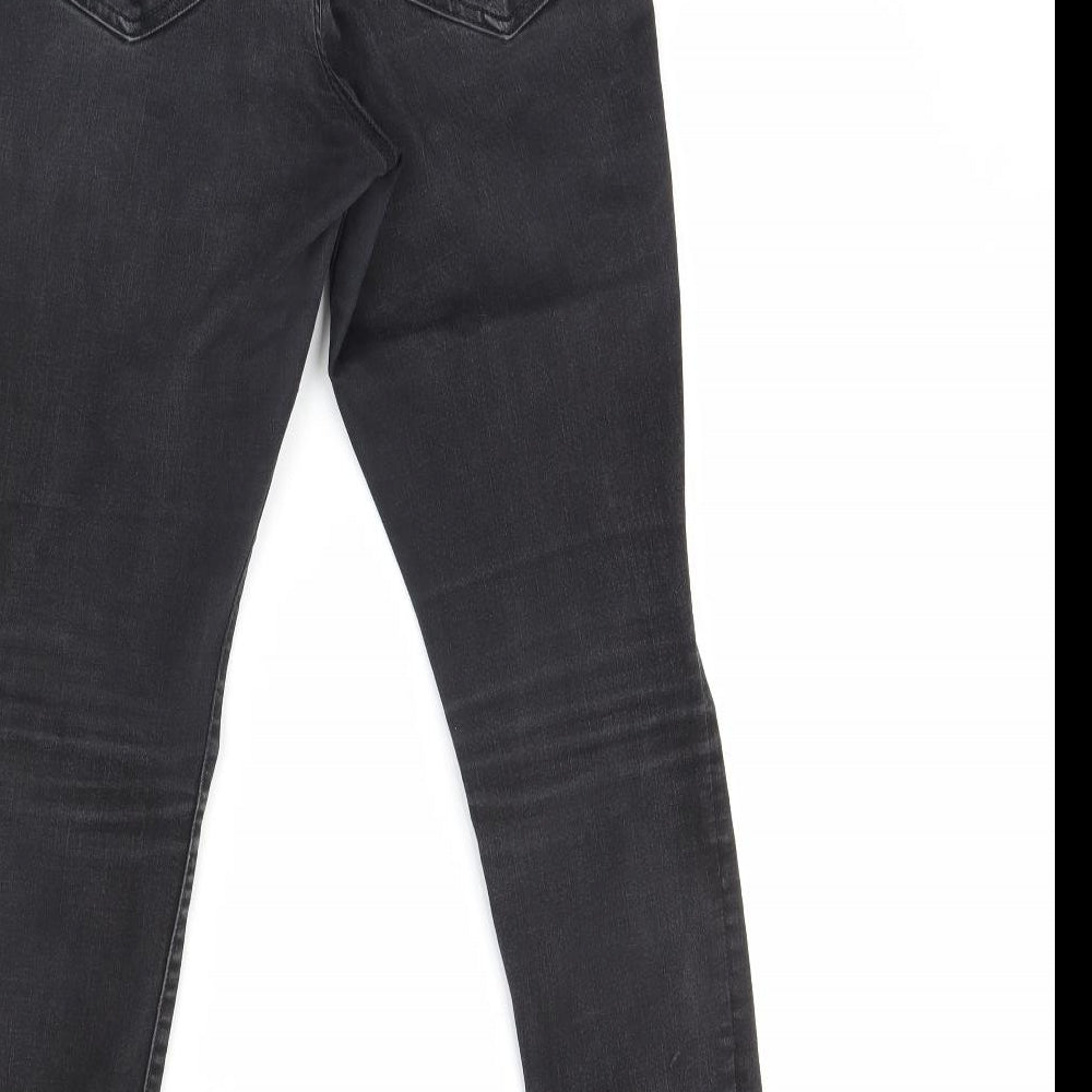 Brand and care label for Gap women’s black denim skinny jeans, size UK 12, 28-inch leg