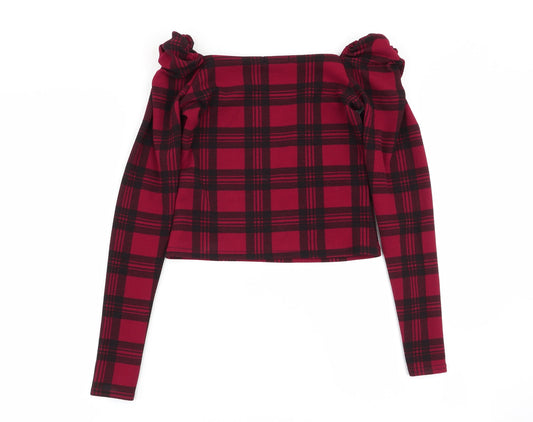 Boohoo Womens Multicoloured Check Basic Blouse Size 6