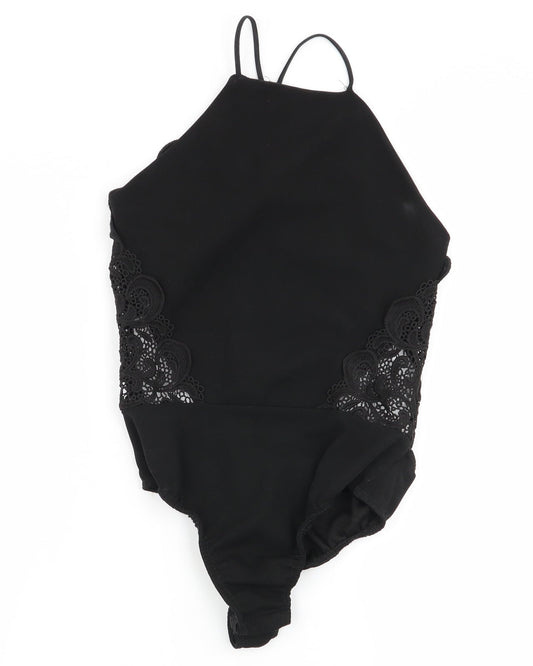 Missguided Womens Black Flecked Bodysuit One-Piece Size 6