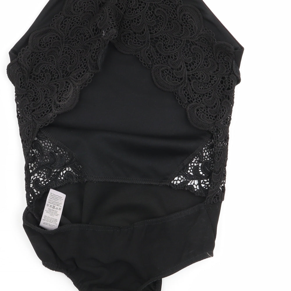 Missguided Womens Black Flecked Bodysuit One-Piece Size 6