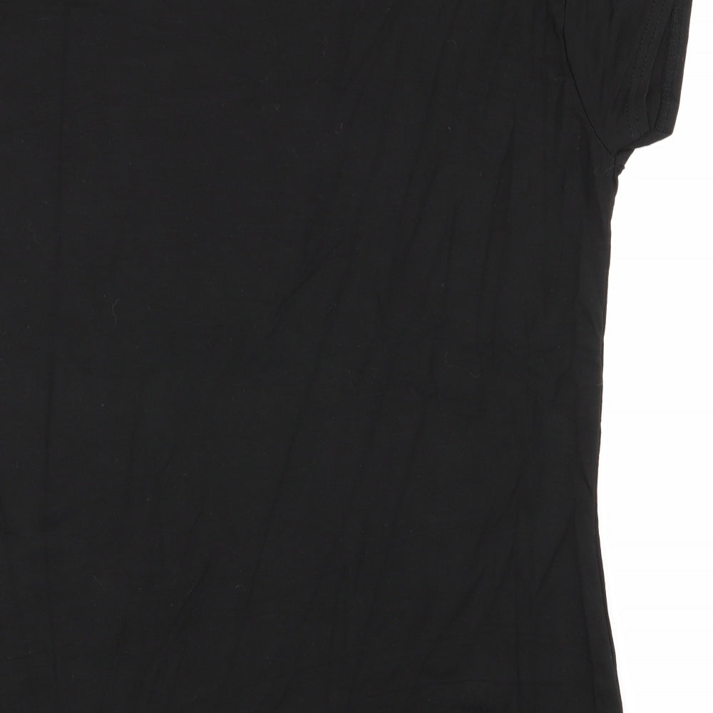 Brand and care label for missi london women’s black basic t-shirt, size S