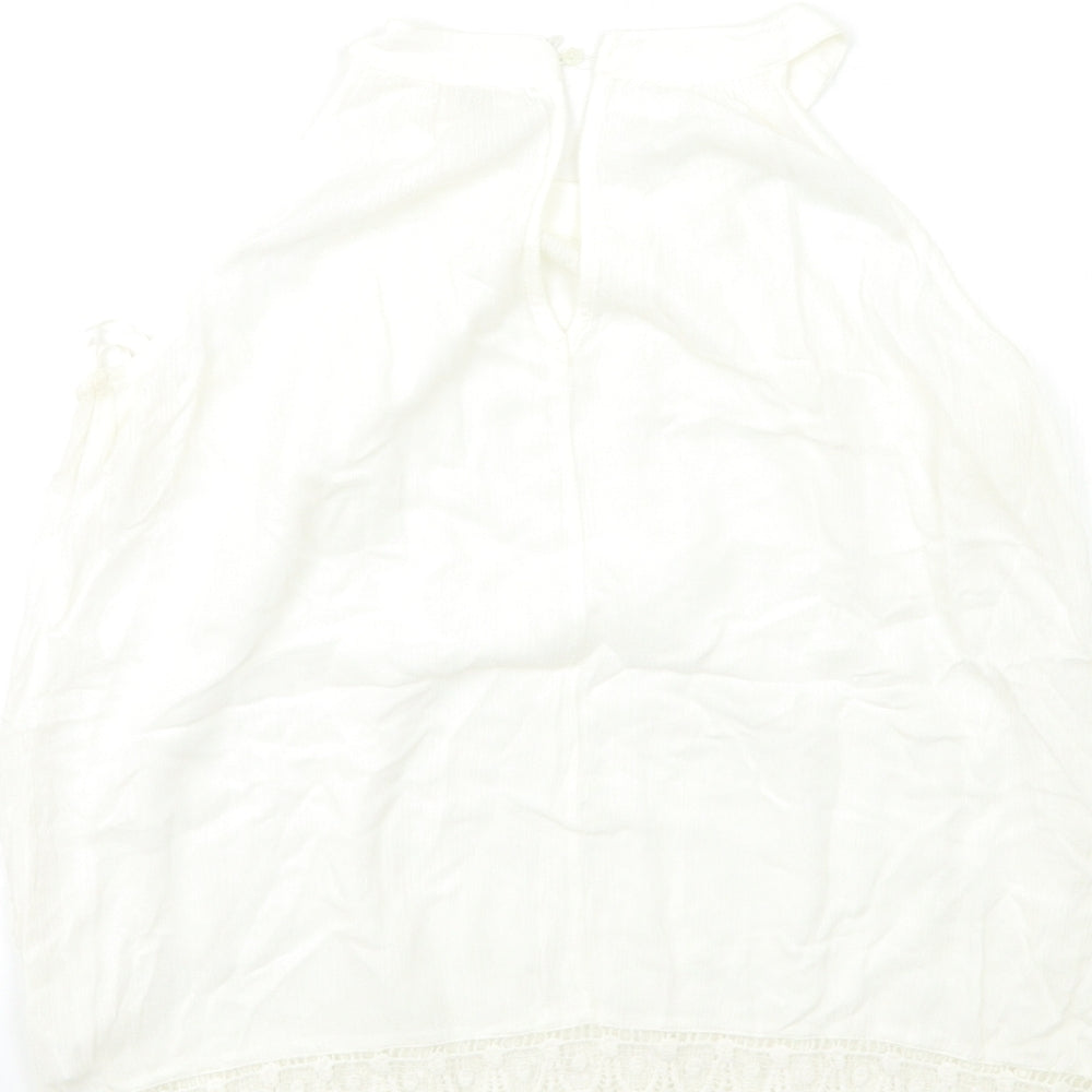 Womens UK Size 10 River Island White Basic Tank
