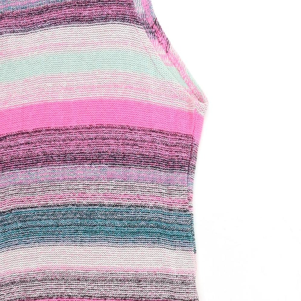 Brand and care label for Atmosphere women’s pink striped knit bodycon, size UK 8