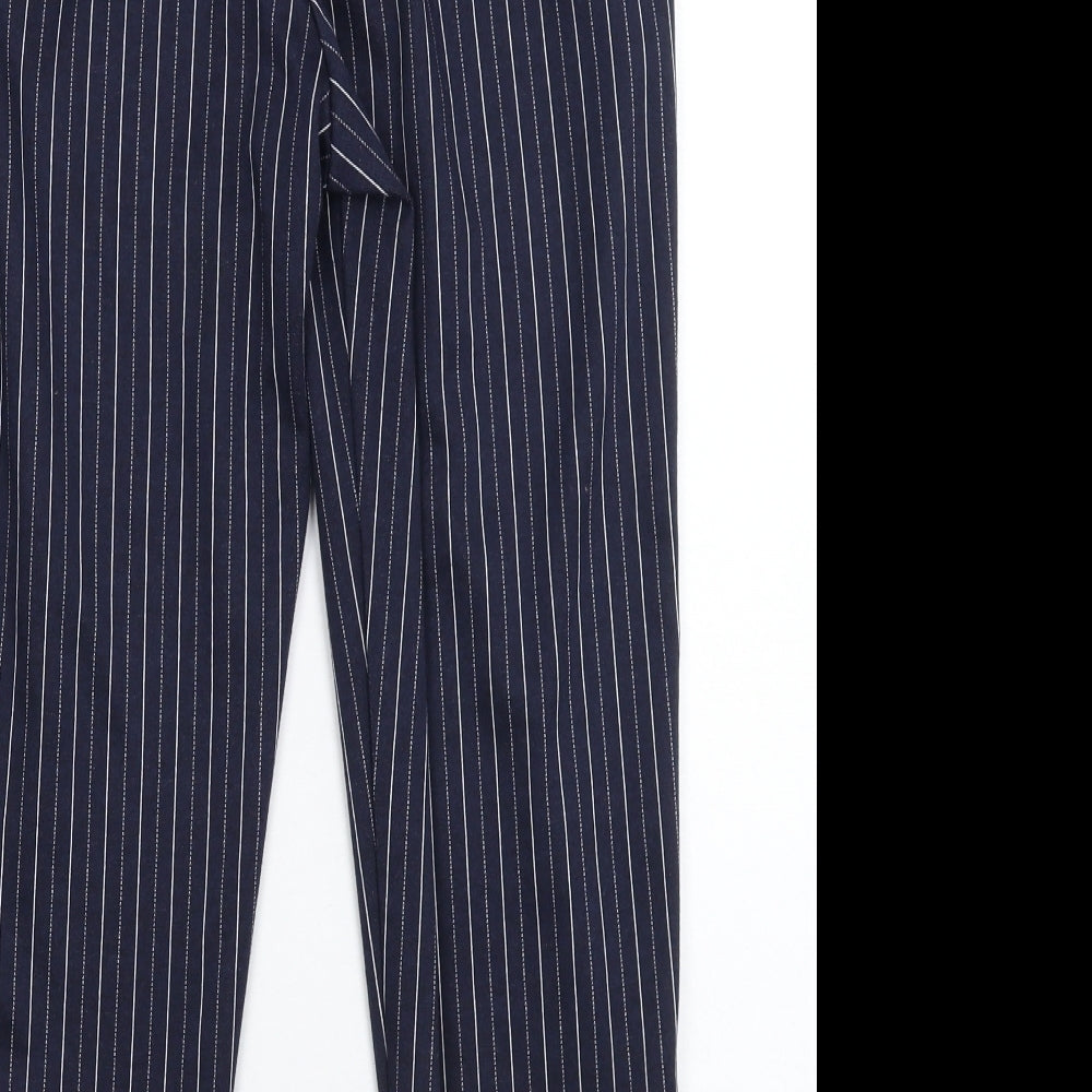 TU Womens Blue Striped Trousers Size 10 L25 in