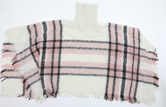 Studio Womens Ivory Plaid Knit Pullover Jumper One Size