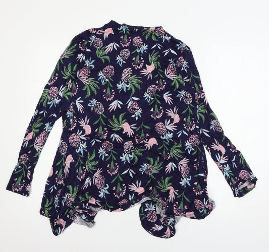 Be You Womens Blue Floral Jersey Cardigan Jumper