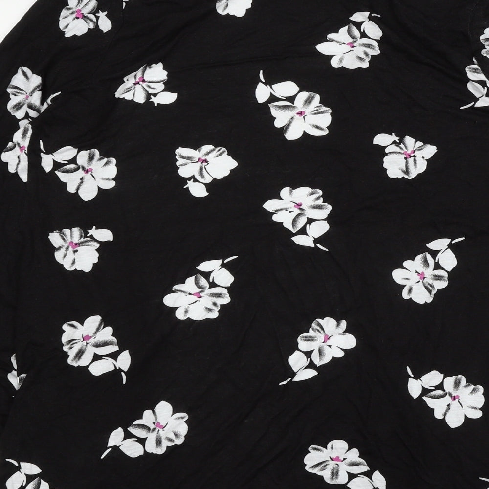Brand and care label for Be You women’s black floral jersey cape jumper, size UK 14
