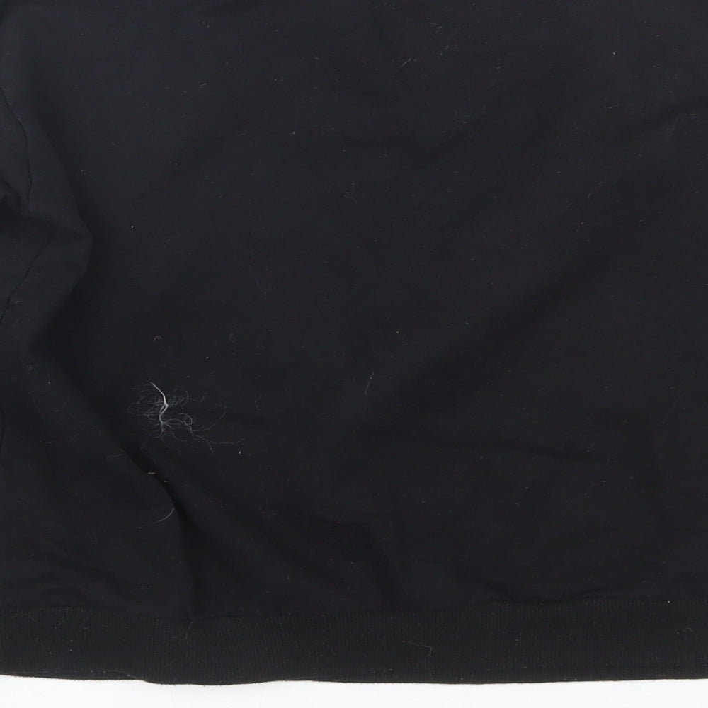 Brand and care label for SHEIN Shien girls’ black pullover sweatshirt, size 11-12, years - flowers