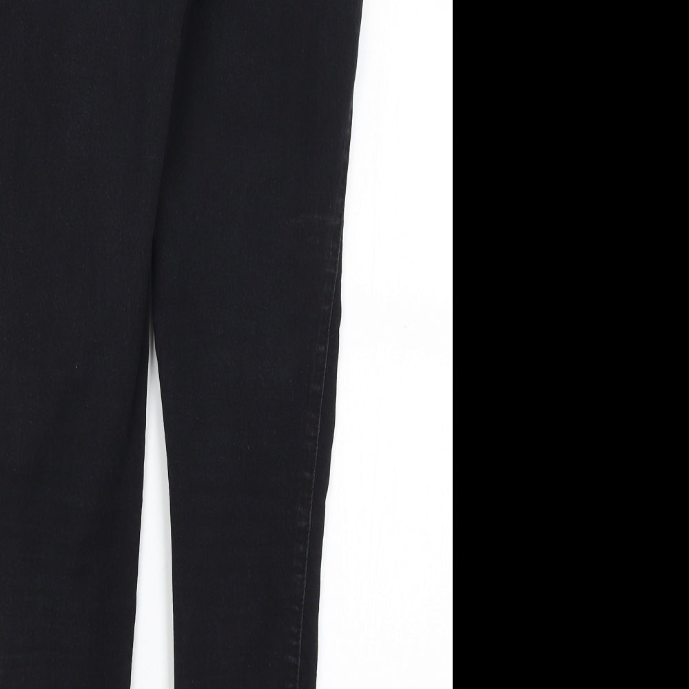Brand and care label for Denim Co women’s black jegging jeans, size UK 8, 27-inch leg