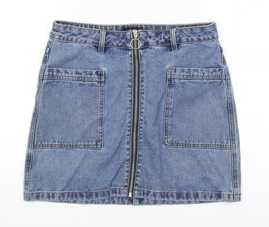 Additional front view of Matalan women’s blue a-line skirt, size UK 10
