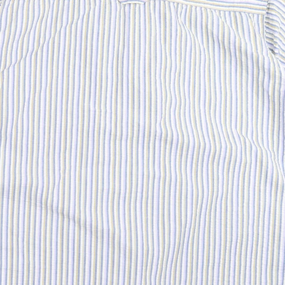 Mens UK Size XL Cotton Traders Blue Button-Up Short Sleeve Casual Shirt