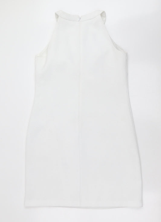 London Times Womens White Check Shift Size 6 - beaded