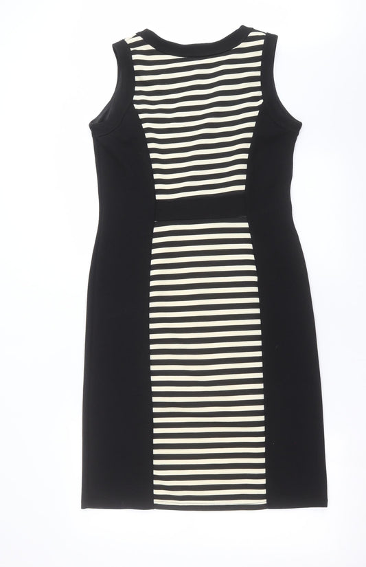 Kaleidoscope Womens Black Striped Shift Size 12