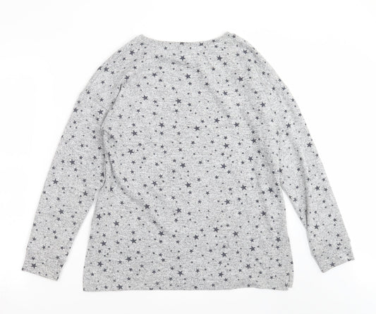 Peacocks Womens Grey Geometric Knit Pullover Jumper Size 10 - Star Pattern