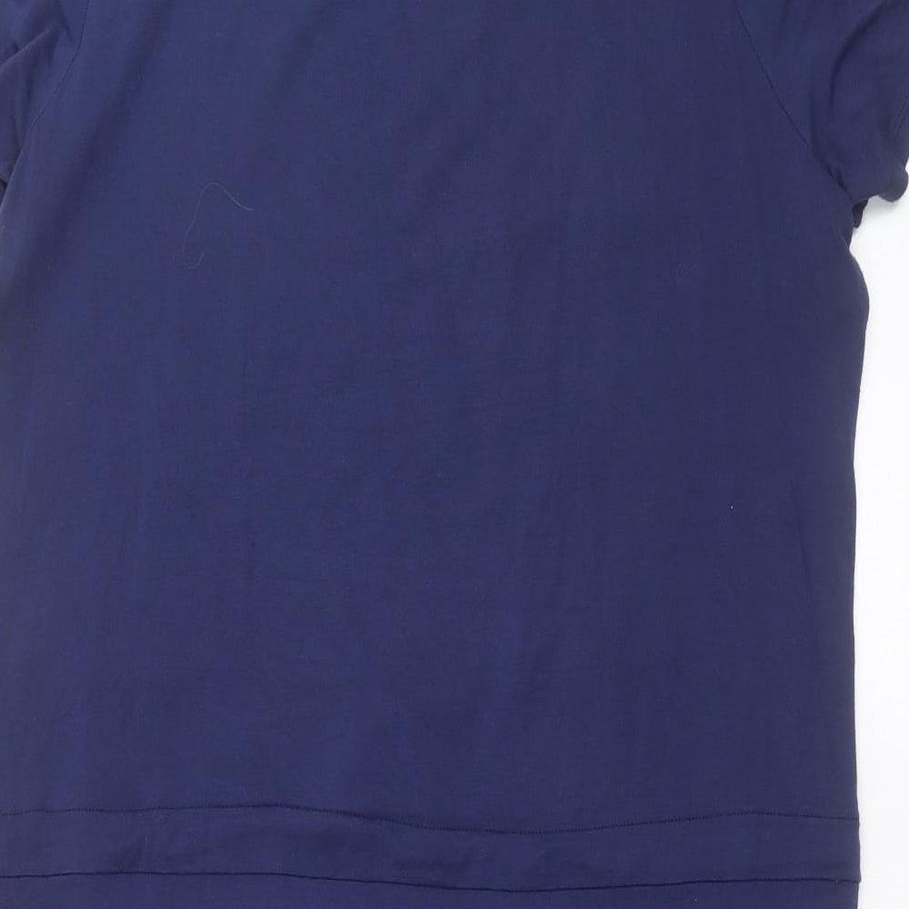 Brand and care label for La Redoute women’s blue polka dot t-shirt dress, size UK 12