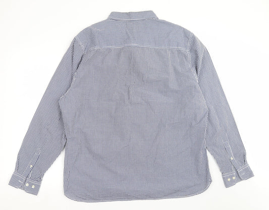 Easy Mens Blue Check Button-Up Size 2XL