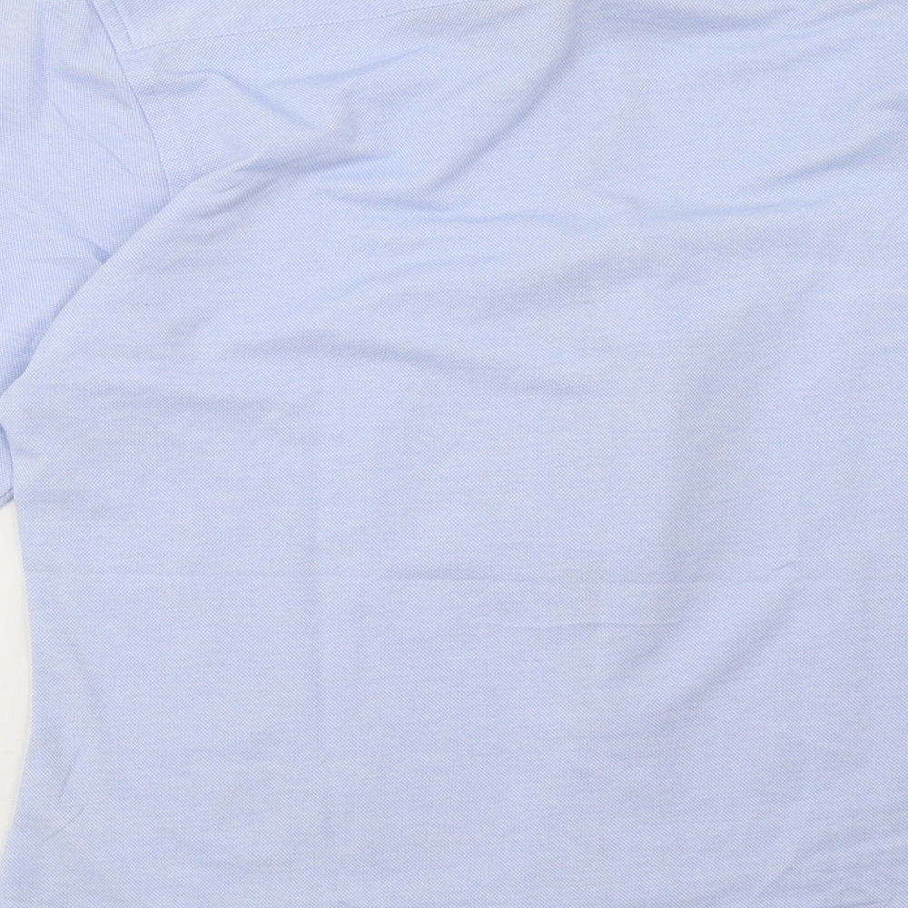 Mens UK Size S Harry Brown Blue Button-Up Long Sleeve Casual Shirt