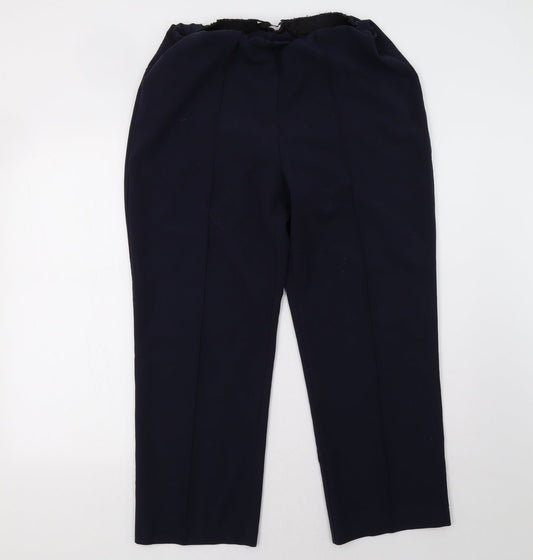 Womens UK Size 16 BM Collection Regular Fit Blue Trousers