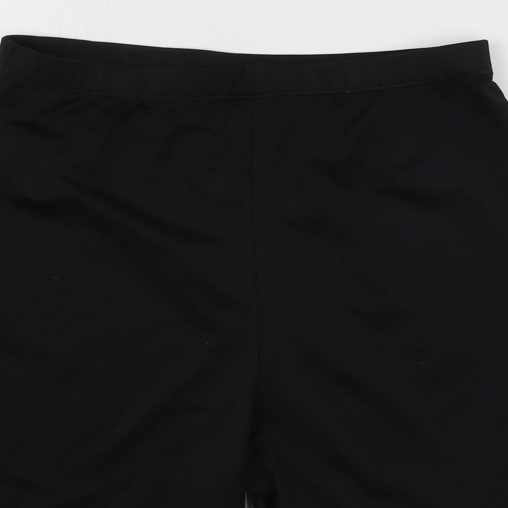 Brand and care label for SHEIN women’s black sweat shorts, size S