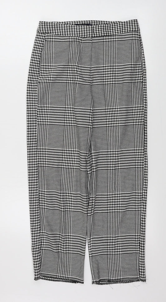 Marks and Spencer Womens White Check Trousers Size 8 L24 in