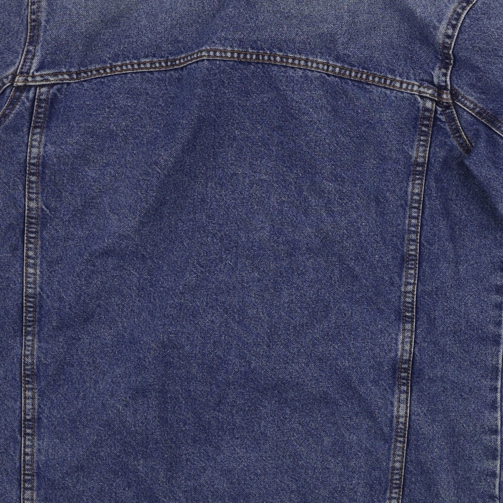 Brand and care label for denim co women’s blue jacket coat, size UK 4