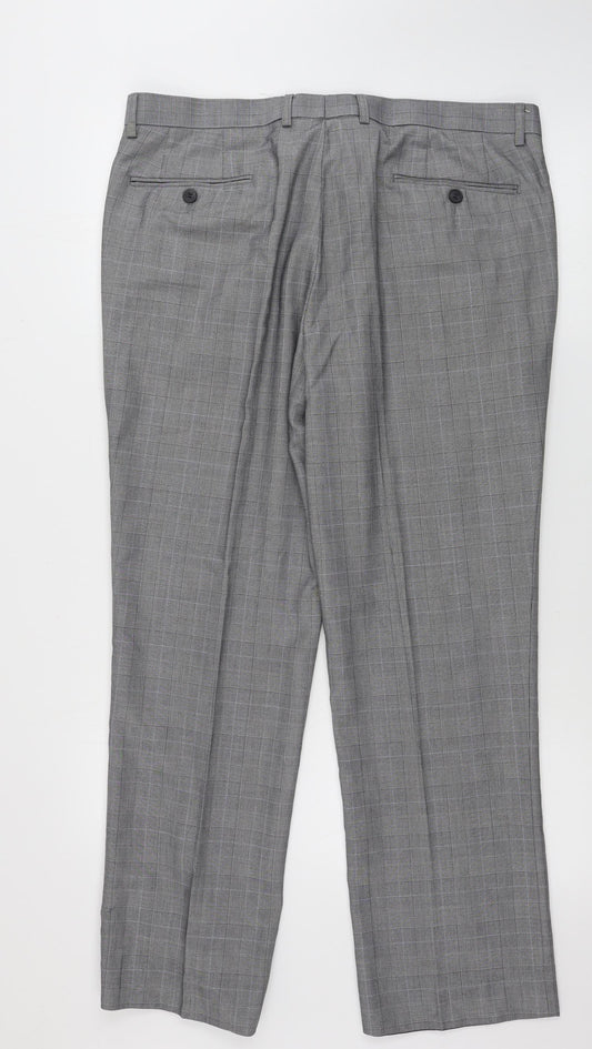 Taylor & Wright Mens Grey Check Trousers Size 34 in L28 in