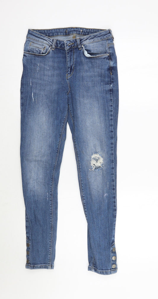 Additional front view of Very women’s blue skinny jeans, size UK 8, 27-inch leg