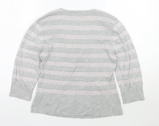 Kaliko Womens Grey Striped Pullover Jumper Size 16