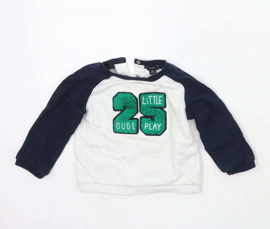 Kiabi Boys White Pullover Jumper Size 18-24 Months