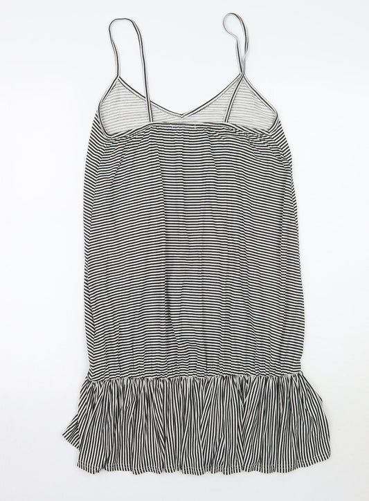 Boohoo Womens White Striped A-Line Size 8