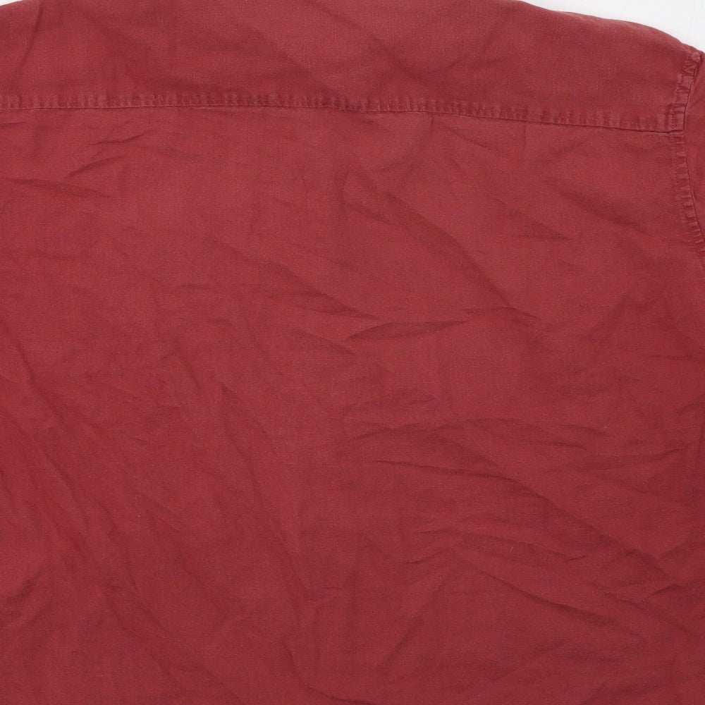 Mens UK Size XL M&S Red Button-Up Short Sleeve Casual Shirt