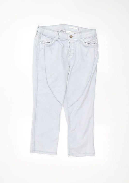 Additional front view of EDC women’s blue straight jeans, size UK 36, in, 21-inch leg