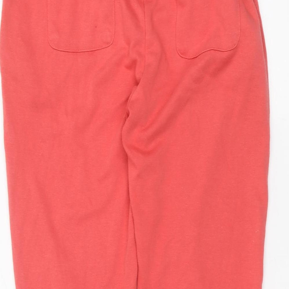 Brand and care label for Cotton Traders women’s orange sweatpants, size UK 10, 26-inch leg