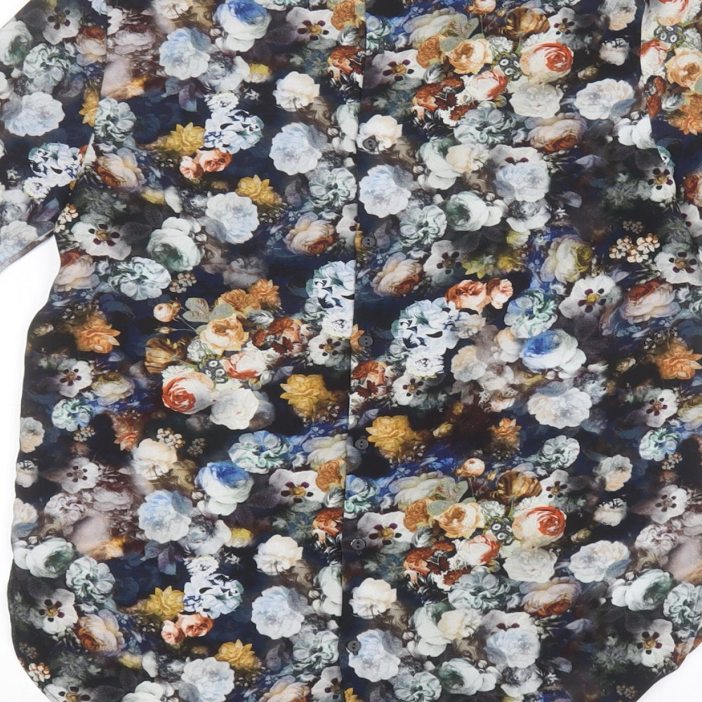 Womens UK Size XS Zara Black Basic Button-Up
