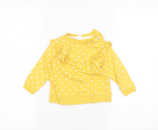 H&M Baby Yellow Polka Dot Pullover Jumper Size 12-18 Months