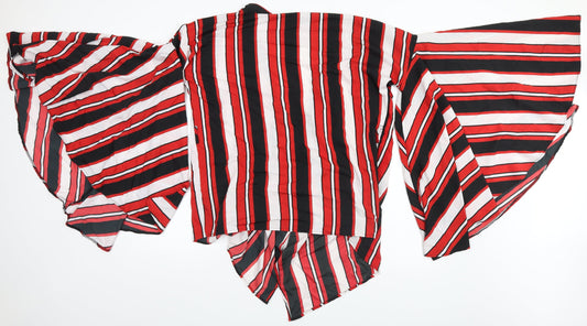 Boohoo Womens Red Striped Basic Blouse Size M